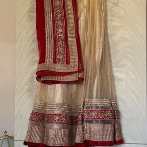 Elegant Red and Cream Lehenga